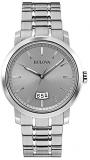Bulova Classic Dress Men's Quartz Watch with Grey Dial Analogue Display and Silver Stainless Steel Bracelet 96B200