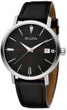 Bulova Men's Designer Watch Leather Strap - Black Classic Aerojet Wrist Watch 96B243