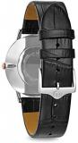 Bulova Men's Designer Watch Leather Strap - Black Ultra Slim Wrist Watch 98A167