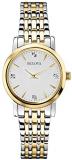Bulova Diamond Women's Quartz Watch with Silver Dial Analogue Display and Gold/Silver Ion-Plated Bracelet 98P115