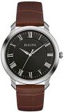 Bulova Men's Designer Watch Leather Strap - Brown Black Classic Dress Wrist Watch 96A184