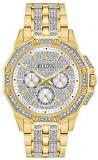 Bulova Men's Goldtone Crystal Swarovski Pav= Dial Watch
