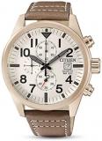 CITIZEN Mens Chronograph Quartz Watch with Leather Strap AN3623-02A