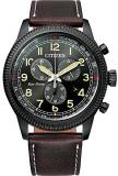 Citizen Men's Chronograph Eco-Drive Watch with Leather Strap AT2465-18E