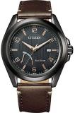 Citizen Men's Analogue Eco-Drive Watch with Leather Strap AW7057-18H
