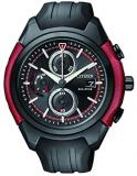 Citizen Watch Men's chronograph men's Solar Powered Watch with Black Dial Analogue Display and Black Rubber Strap CA0287-05E