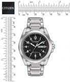 Citizen Men's WR100 Solar Powered Watch with Black Dial Analogue Display and Silver Stainless Steel Bracelet AW0050-82E