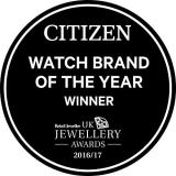 Citizen Men's WR100 Solar Powered Watch with Black Dial Analogue Display and Silver Stainless Steel Bracelet AW0050-82E