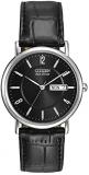 Citizen Men's Eco-Drive Watch with Black Dial Analogue Display and Black Leather...