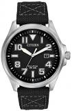 Citizen Men's Quartz Watch with Black Dial Analogue Display and Black Fabric Str...
