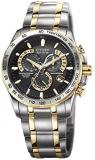 Citizen Men's Eco-Drive Chronograph Watch AT4004-52E with a Black Dial and a Two Tone Stainless Steel Bracelet