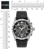 Citizen Men's Eco-Drive Chronograph Watch with a Black Dial and a Black Leather Strap AT4000-02E