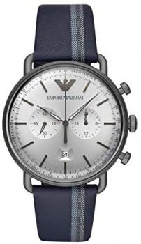 Emporio Armani Mens Chronograph Quartz Watch with Leather Strap AR11202