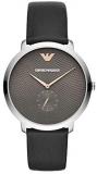 Emporio Armani Modern Slim Analogue Quartz Watch witn Grey dial and Black Leather Strap for menAR11162I