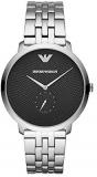 Emporio Armani Modern Slim Analogue Quartz Watch with Black dial and Silver Tone Stainless Steel Strap for menAR11161I