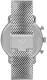 Emporio Armani Aviator-Chronograph Watch with Silver Tone Stainless Steel Mesh Strap for Men AR11288