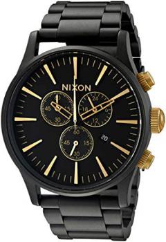 Nixon Sentry Chrono A3861041-00. Matte Black/Gold Men&rsquo;s Watch (42mm Matte Black/Gold Watch Case. 23-20mm Matte Black Stainless Steel Band)