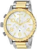 NIXON 51-30 Chrono A087 - Silver/Gold - 304M Water Resistant Men's Analog Fashion Watch (51mm Watch Face, 25mm Stainless Steel Band)