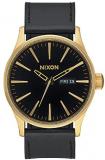 Nixon Mens The Sentry Leather Watch - Gold/Black