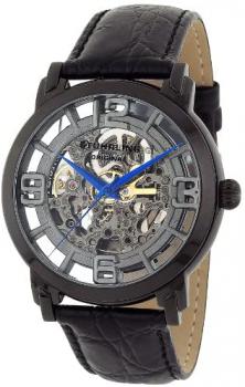 Stuhrling Original Men's Automatic Watch with Grey Dial Analogue Display and Black Leather Strap 165B.335569
