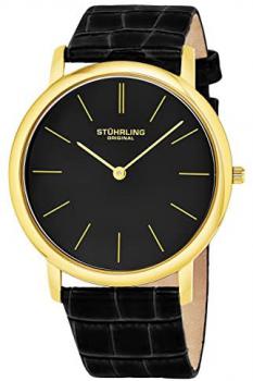 Stuhrling Original Classic Ascot Men's Quartz Watch with Black Dial Analogue Display and Black Leather Strap 601.33351.A