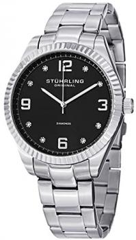 Stuhrling Original Classique Allure Men's Quartz Watch with Black Dial Analogue Display and Silver Stainless Steel Bracelet 607G.02
