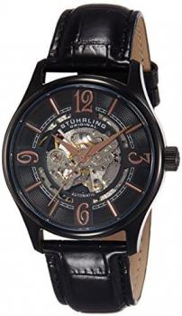 Stuhrling Original Delphi Men's Automatic Watch with Black Dial Analogue Display and Black Leather Strap 992.02