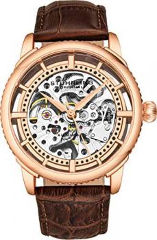 Stuhrling Original Men&rsquo;s Automatic Watch, Skeleton Dial with Leather Band, 3933 Series