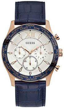Guess Men's Analogue Quartz Watch with Leather Strap W1262G4