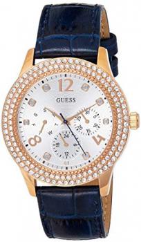 Guess Women's Analogue Quartz Watch with Leather Strap W1159L2