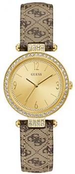 Guess Women's Analogue Quartz Watch with Leather Strap W1230L2