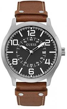 Guess Men's Analogue Quartz Watch with Leather Strap W1301G1