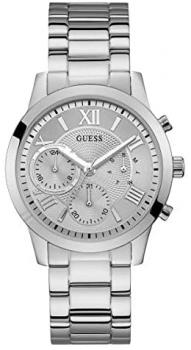Guess Women's multi-dial solar watch with stainless steel strap.