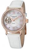 Stuhrling Original Memoire Women's Automatic Watch with Mother Of Pearl Dial Analogue Display and White Leather Strap 710.03