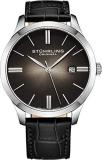 Stuhrling Original Classic Cuvette II Men's Quartz Watch with Black Dial Analogue Display and Black Leather Strap 490.33151