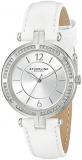 Stuhrling Original Women's Quartz Watch with Silver Dial Analogue Display and White Leather Strap 550.01