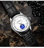 Stuhrling Original MoonPhase Dress Watch - Stainless Steel Case and Leather Band - Analog Dial - Celestia Mens Watches Collection