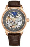 Stuhrling Original Men's Automatic Watch with Grey Dial Analogue Display and Brown Leather Strap 835.04