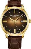 Stuhrling Original Men's Quartz Watch with Brown Dial Analogue Display and Brown Leather Strap 490.3335K31