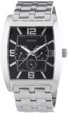 Guess Men's Quartz Watch with Black Dial Analogue Display and Silver Stainless Steel Strap W95015G1