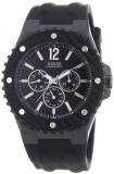 Guess Overdrive Men's Quartz Watch with Black Dial Analogue Display and Black Rubber Strap W11619G1