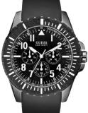 Guess Rogue Men's Quartz Watch with Black Dial Analogue Display and Black Rubber Strap W10261G1