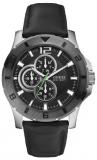 Guess Men's Quartz Watch with Black Dial Analogue Display Quartz Leather W95136G1