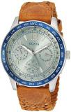 GUESS Men's Analog Japanese Quartz Watch with Leather Calfskin Strap U1244G1