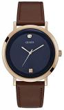 GUESS Men's Analog Watch with Leather Calfskin Strap GW0009G2