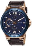 GUESS Men's Stainless Steel Quartz Watch with Leather Strap, Browns, 24 (Model: ...