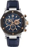 Guess X72025G7S Men's Blue Leather Strap Watch