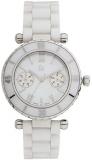 Guess Collection Women Analog Swiss Quartz Watch with White Ceramic Bracelet and Mother of Pearl Dial I35003L1S Gc Diver Chic Sport Chic Collection