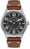 Guess Men's Analogue Quartz Watch with Leather Strap W1301G1