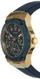 Guess Mens W1049G2 Legacy Rose Gold Tone Blue Resin Strap Wrist Watch